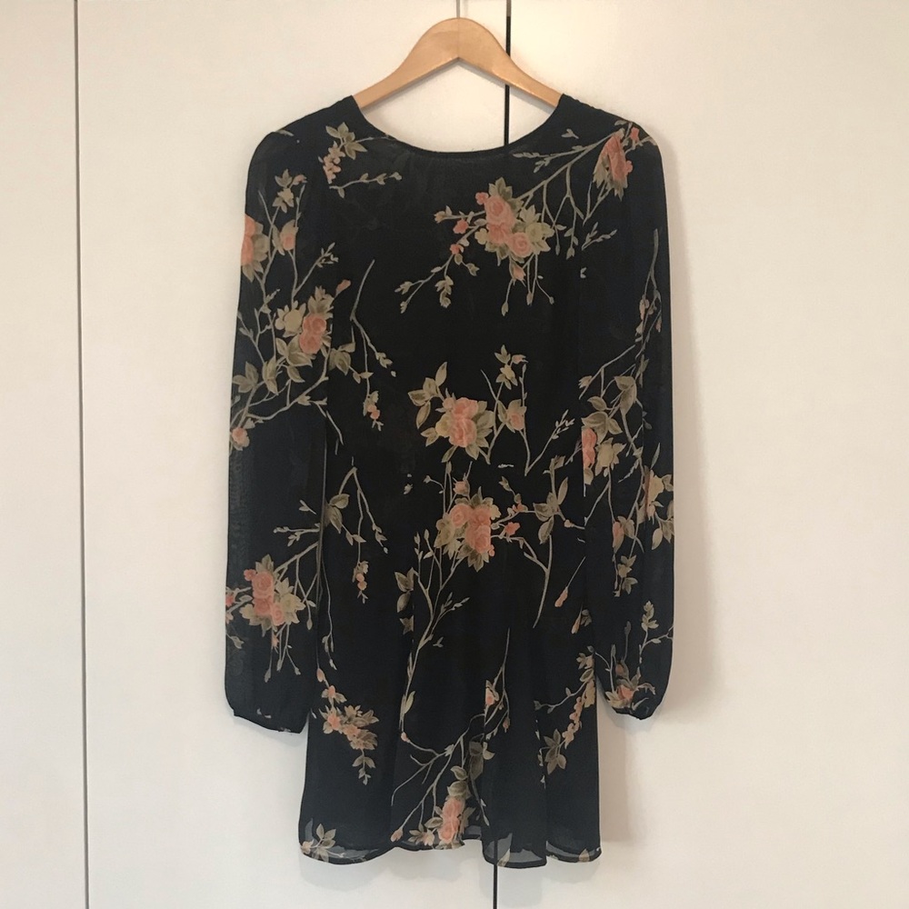 Reformation Black Peach Floral Myla Dress Size 4